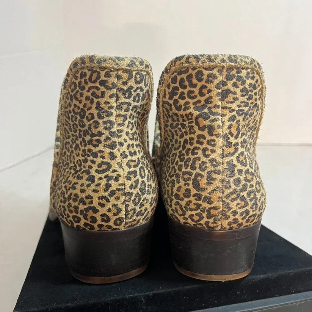 Lucky Brand Baley 2 Leopard Print Leather Ankle Booties 7.5